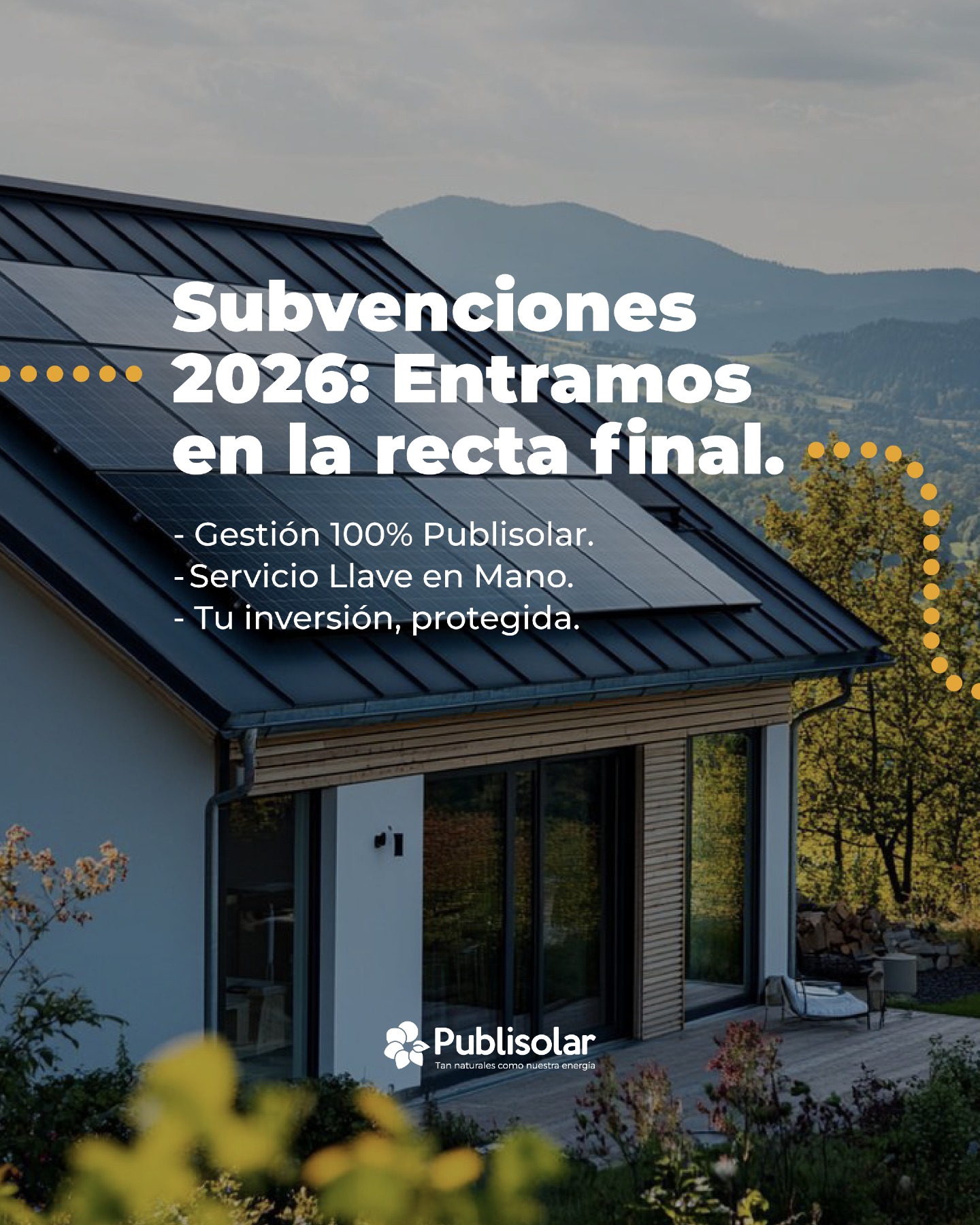 ¡Que el tiempo no te quite tus ayudas!
Entramos en la recta final del trimestre y el reloj no se detiene. ⏳ En el sector industrial, la agilidad es la clave para asegurar los incentivos europeos de 2026.
Nosotros ya tenemos el cronómetro en marcha.Nos encargamos de que la ingeniería y el papeleo vayan de la mano, para que tú solo te preocupes de ver crecer tu ahorro.
✅ Gestión 100% Publisolar: Nos encargamos de toda la burocracia.
✅ Servicio Llave en Mano: Ingeniería, instalación y subvención.
✅ Tu inversión, protegida.
No dejes tu ahorro para última hora. El sol no espera, y los fondos tampoco. ☀️📉
¡Escríbenos "SUBVENCIÓN" por DM y te ayudamos a empezar! 🔗📲