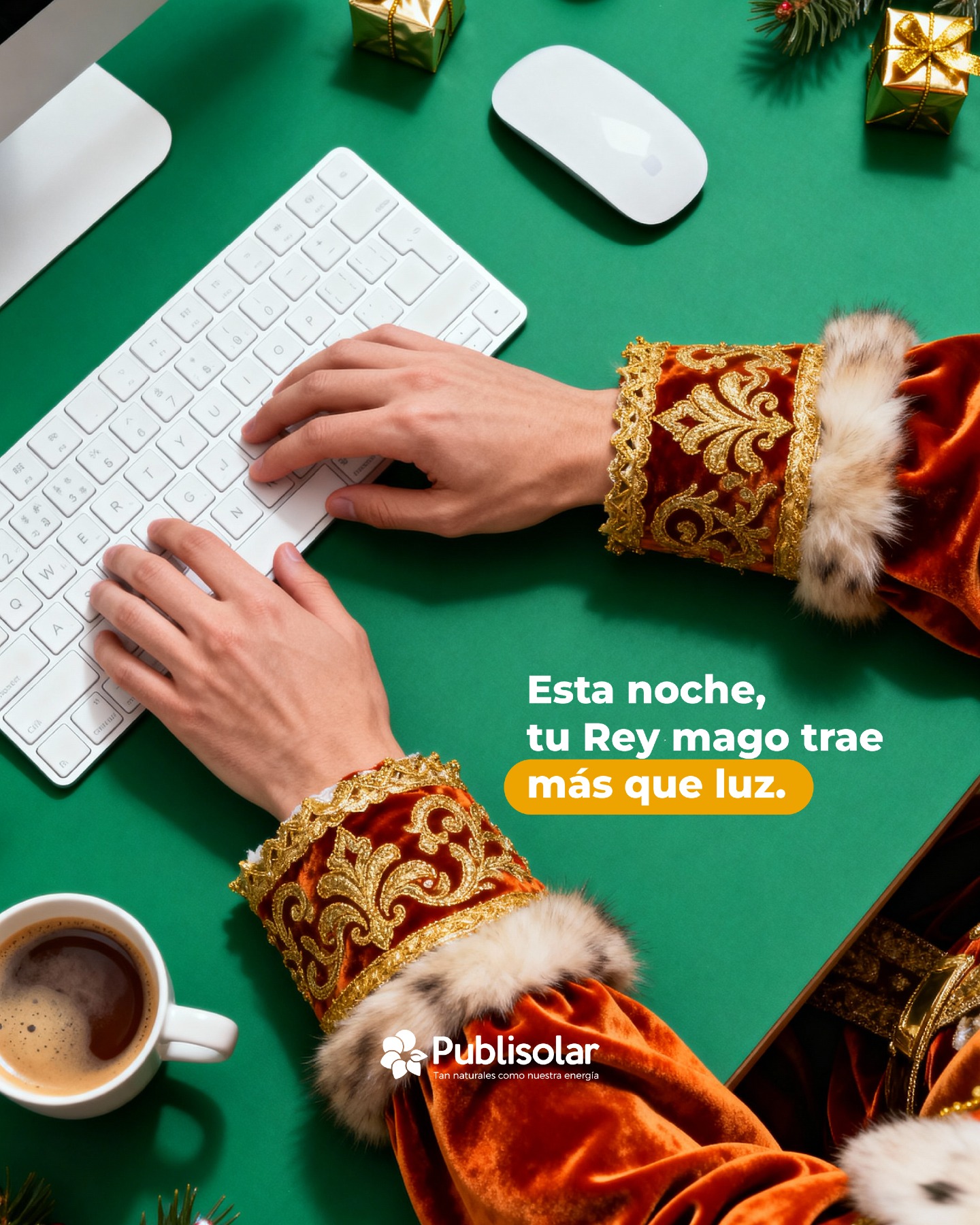 ✨ Esta noche, tu Rey Mago trae más que luz.
Trae ahorro, tranquilidad y la energía que hace que todo brille un poco más.
Porque el mejor regalo no siempre viene en un paquete… a veces llega en forma de autoconsumo, eficiencia y facturas más ligeras. 🎁⚡
Haz que esta Navidad venga cargada de buenas decisiones.
Publisolar, la energía que te conecta.
