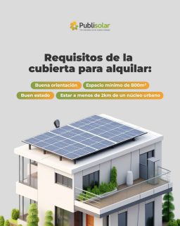 ¿Sabías que tu tejado puede generar energía (y beneficios) sin que tengas que hacer nada? ☀️
Con el programa de alquiler de cubiertas solares de Publisolar, transformamos espacios sin uso en instalaciones fotovoltaicas eficientes y rentables.
🔹 Requisitos básicos:
• Cubierta en buen estado
• Mínimo 800 m² de superficie
• Buena orientación solar
• Ubicación a menos de 2 km de un núcleo urbano
Nosotros nos encargamos del resto: instalación, mantenimiento y gestión completa.
Tú solo pones el espacio, el sol hace el trabajo. ⚡
💡 Haz que tu tejado trabaje por ti.
👉 Descubre más en publisolar.es/alquiler-tejados-placas-solares