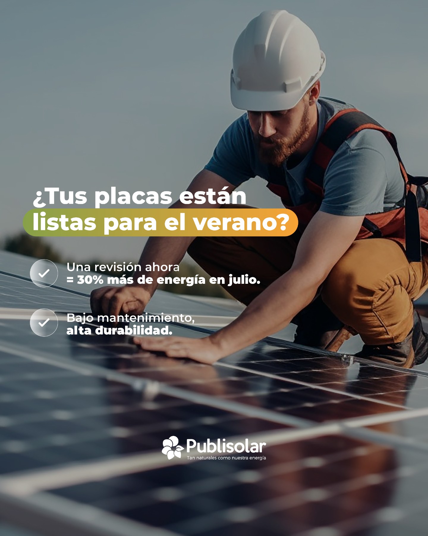 ¡No esperes al calor de agosto para revisar tus placas! 🥵 Mayo es el momento perfecto para una puesta a punto tras las lluvias de primavera.
Un panel limpio y bien conectado es la diferencia entre una factura baja y una factura inexistente este verano.
En Publisolar, nos aseguramos de que tu energía rinda al 100%.
¿Hacemos un chequeo a tu ahorro? 🔧 Escribe "PUESTA A PUNTO" y nuestro equipo te visita. 👇