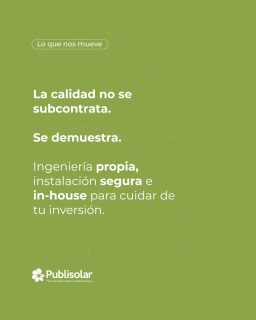 Para que una instalación rinda al 100% durante más de 30 años, el compromiso no se puede delegar. 🏗️⚡
En un sector donde abundan las subcontratas en cadena, las prisas y la falta de responsabilidad técnica, en Publisolar tenemos una máxima clara: tu tranquilidad no se subcontrata.
👨🔧 Personal propio en plantilla: Cuidamos cada cable, cada anclaje y cada estanqueidad como si fuera nuestra propia casa.
🛡️ Cero intermediarios: Respuesta directa, máxima seguridad técnica y control de calidad integral en cada fase.
📑 Gestión 360º: Ponemos los dolores de cabeza en modo OFF para que tu experiencia sea perfecta de principio a fin.
Ingeniería con nombre y apellidos, acabados impecables y la certeza de que tu inversión está en las mejores manos. Activa el modo ON de la garantía real. ☀️🏡
👇 Da el salto con las máximas garantías del mercado. Escribe "EQUIPO" en comentarios y preparamos tu estudio sin compromiso.
#Publisolar #IngenieríaPropia #SinSubcontratas #EquipoInHouse #ModoOFF #GarantíaSolar #LaEnergíaQueNosUne