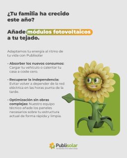 Las necesidades de un hogar cambian... y tu instalación solar debería cambiar con ellas. 👨👩👧👦⚡
Quizás este verano ha entrado un coche eléctrico en el garaje, has instalado un sistema de aerotermia para prepararte para el invierno o, simplemente, la familia ha crecido. Si notas que tus placas actuales ya no cubren todo lo que necesitas, no te preocupes: tu sistema es escalable.
SOLE ha estado revisando el consumo de tu hogar y nos recuerda que septiembre es el mes perfecto para equilibrar la balanza antes de que bajen las horas de sol.
Añadir nuevos módulos fotovoltaicos a tu tejado te permite:
🔹 Absorber los nuevos consumos: Cargar tu vehículo o calentar tu casa a coste cero.
🔹 Recuperar la independencia: Evitar volver a depender de la red eléctrica en las horas punta de la tarde.
🔹 Optimización sin obras complejas: Nuestro equipo técnico añade los paneles necesarios sobre tu estructura actual de forma rápida y limpia. 🛠️🏡
En Publisolar analizamos tu nuevo perfil de consumo y reconfiguramos tu instalación para que vuelva a producir al 100% de tus necesidades reales.
#Publisolar #IngenieríaPropia #SinSubcontratas #EquipoInHouse #ModoOFF #GarantíaSolar #LaEnergíaQueNosUne