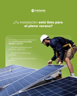 Llega la época de mayor radiación del año y tu tejado tiene una misión: convertir cada rayo en rentabilidad. Pero, para que tus paneles rindan al 100%, no basta con que haga sol.
El polvo, el polen y el calor extremo pueden afectar la eficiencia de tus células fotovoltaicas. Una revisión técnica a tiempo no es un gasto, es la garantía de que estás aprovechando hasta el último vatio de tu inversión.
En Publisolar nos encargamos de que tu infraestructura esté siempre a punto:
✅ Limpieza profesional para máxima captación.
✅ Revisión de conexiones y cableado.
✅ Monitorización de rendimiento térmico.
No dejes que el calor frene tu ahorro. Prepara tu energía para la temporada alta.
🔗 Agenda tu revisión de mantenimiento en el link de la bio.